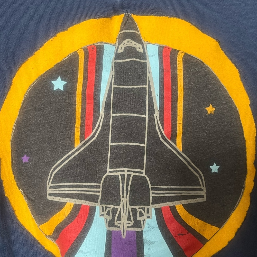 Space Shuttle Graphic Kids Shirt - Blue and Yellow